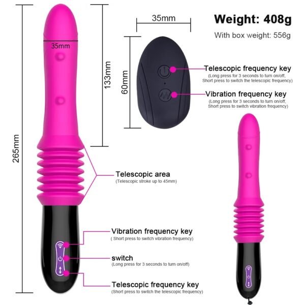 10 MODES TELESCOPIC AND VIBRATING BATON WITH REMOTE CONTROL
